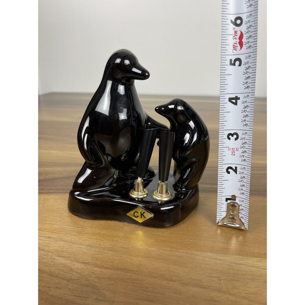 Rare 1950s Japan Redware Penguins Black Pen Holder Officeware 80s Secretary - Picture 6 of 7